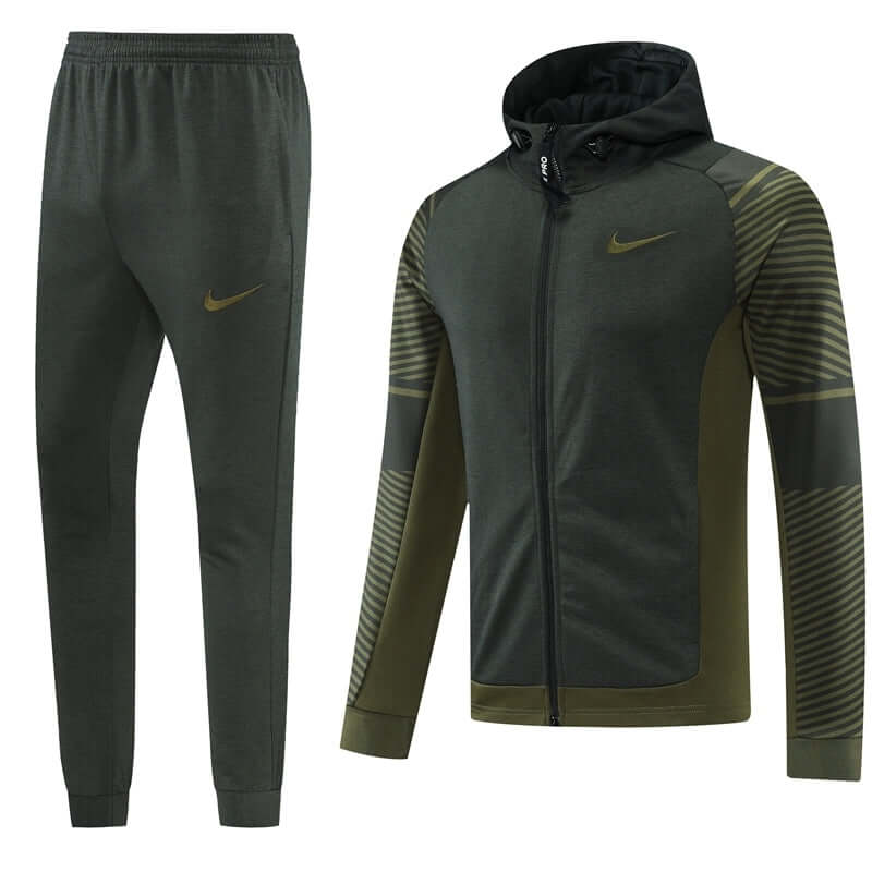 Conjunto de Moletom Nike Pro Cinza e Verde Musgo