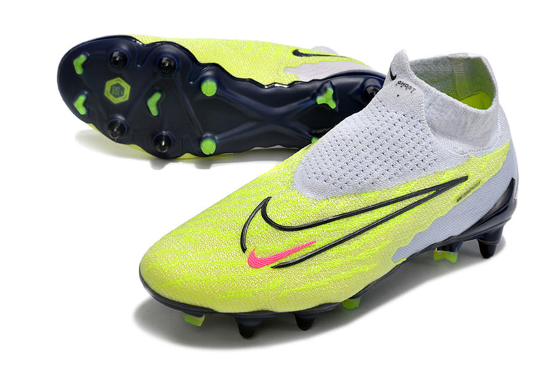 Bota de futbol Nike Phantom GX DF Elite amb punta d'alumini gris i verd "Paquet lluminós"