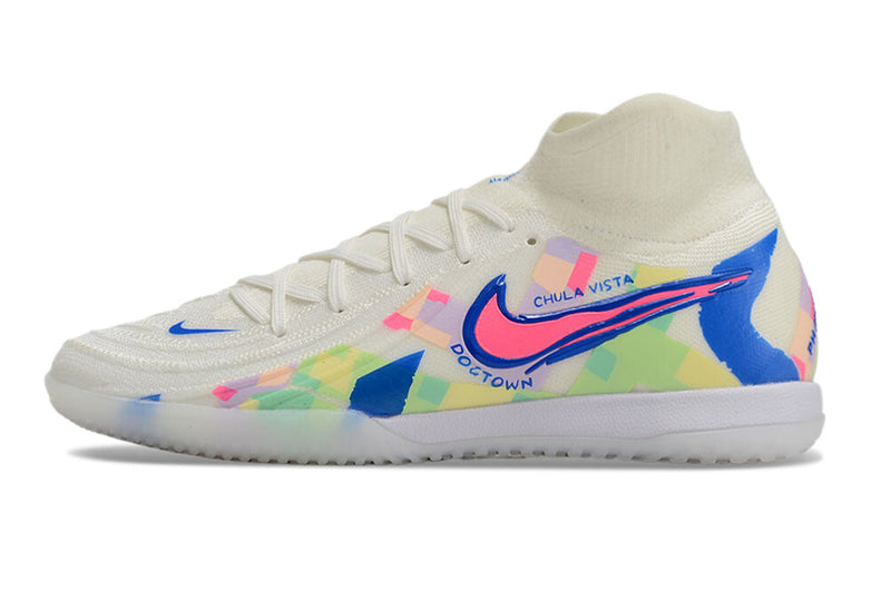 Botes de futbol sala Nike Phantom Luna Elite IC blanc, blau i rosa "Rainbow Pack"