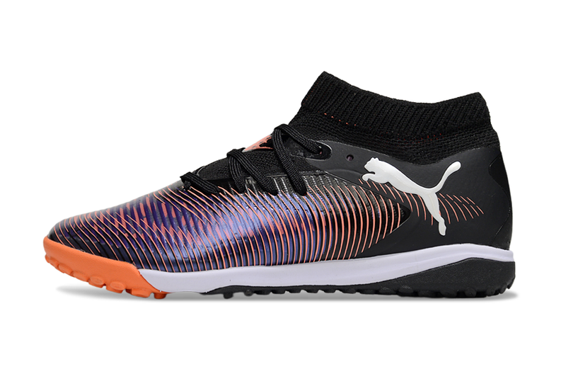 Chuteira Society Puma Future 8 TF Preto, Vermelho e Roxo "UNLIMITED Pack"