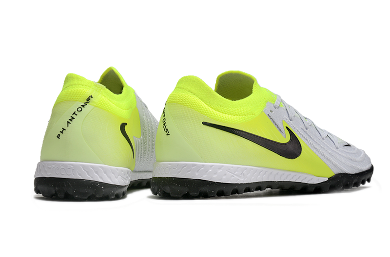 Chuteira Society Nike Phantom GX Elite TF Cinza e Verde "Mad Voltage"