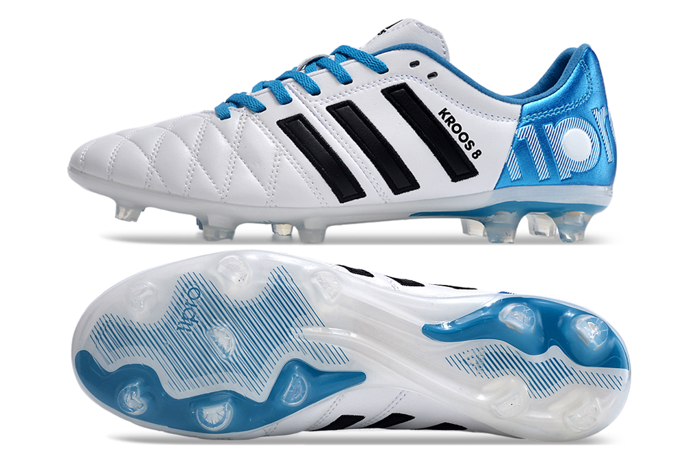 Adidas AdiPure 11 Pro FG White and Blue Toni Kroos Field Boots