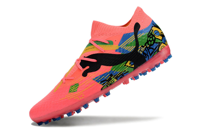 Puma Future 7 MG Pink, Blue, Green and Yellow "Brazil Pack" Soccer Cleats 