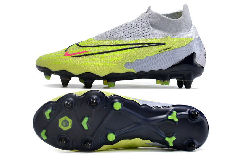 Bota de futbol Nike Phantom GX DF Elite amb punta d'alumini gris i verd "Paquet lluminós"