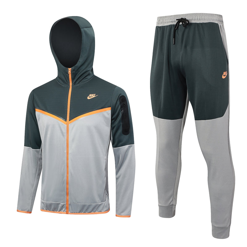 Conjunto de Moletom Nike Sportswear com Touca Cinza e Laranja