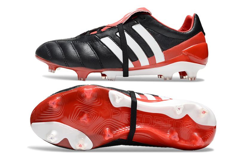 Chuteira Campo Adidas Predator Mania FG Preta e Vermelha "Made in Germany"