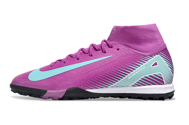 Chuteira Society Nike Air Zoom Mercurial Superfly 10 Elite TF Roxo e Verde