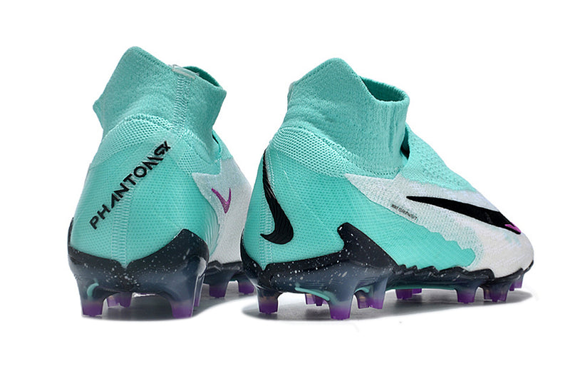 Chuteira Campo Nike Phantom GX DF Elite FG Branca, Verde e Roxa "Peak Ready Pack"