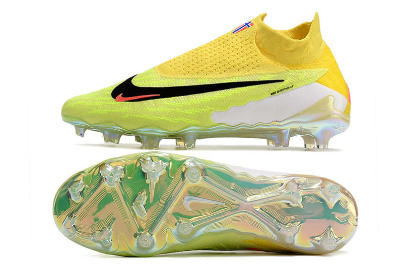 Precisão é com a Chuteira de Campo Nike Phantom GX DF Elite FG Amarela e Verde "Haaland" na Farda de Boleiro, Garanta a qualidade de Jogadores Profissionais