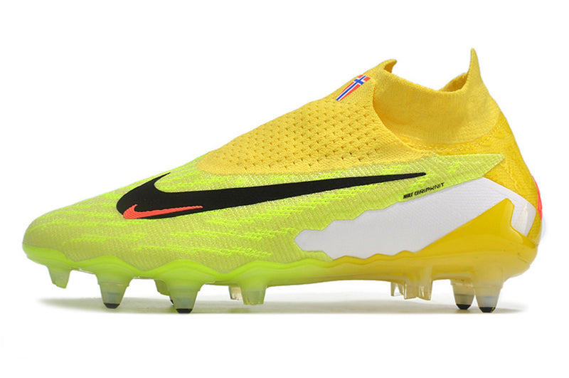 Bota de futbol Nike Phantom GX DF Elite groc i verd amb punta d'alumini "Haaland"