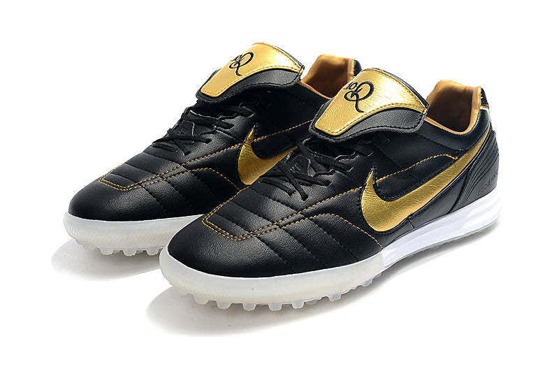 Nike Retro Tiempo Legend 7 Elite TF Black and Gold R10 Society Football Boots 