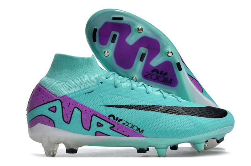 Bota de futbol Nike Air Zoom Mercurial Superfly 9 Elite amb punta d'alumini blau i violeta "Peak Ready Pack"