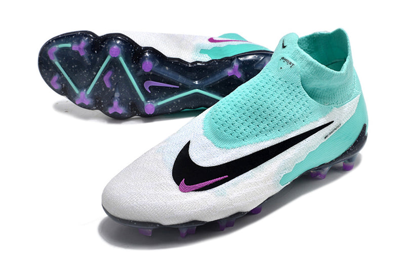 Botes de futbol Nike Phantom GX DF Elite FG blanc, verd i morat "Peak Ready Pack"