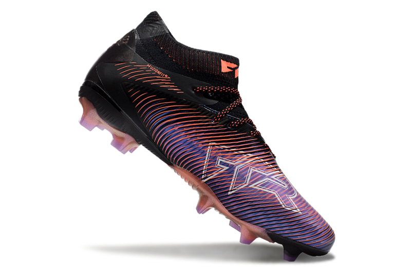 Chuteira Campo Puma Future 8 FG Preta, Vermelho e Roxo "UNLIMITED Pack"