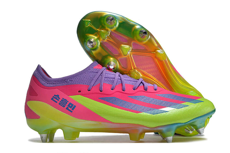 Bota de futbol Adidas X CrazyFast.1 Punta "Son" d'alumini rosa i verd