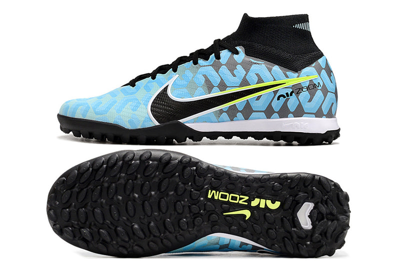 Nike Air Zoom Mercurial Superfly 9 Elite TF Black and Blue Soccer Cleats