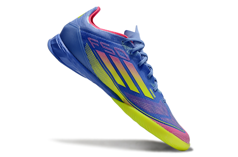 Chuteira Futsal Adidas F50 IC Azul, Verde e Rosa "Celestial Victory"