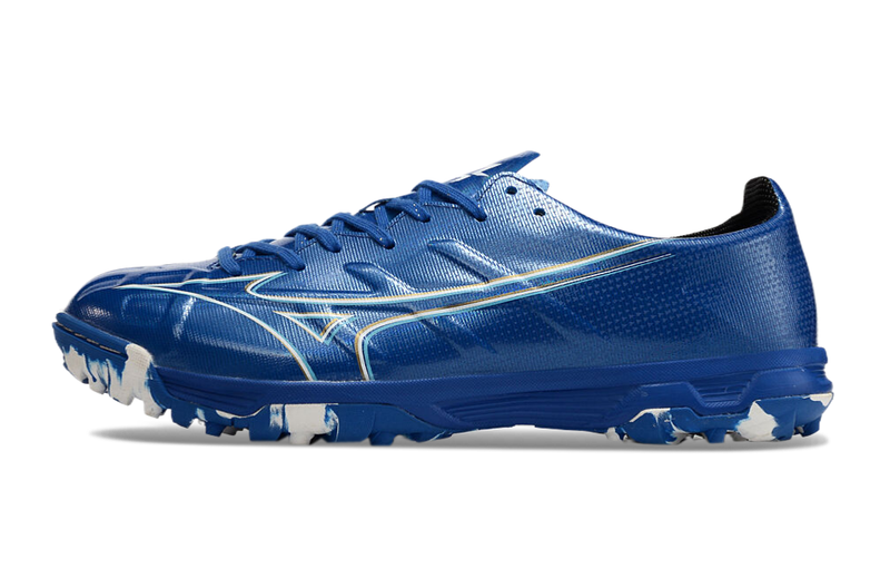 Botes de futbol Mizuno Alpha TF Society blau i blanc "Mugen Pack" 