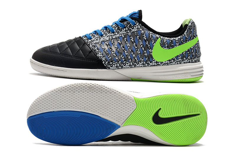 Chuteira Futsal Nike Lunar Gato II IC Preta, Azul e Verde