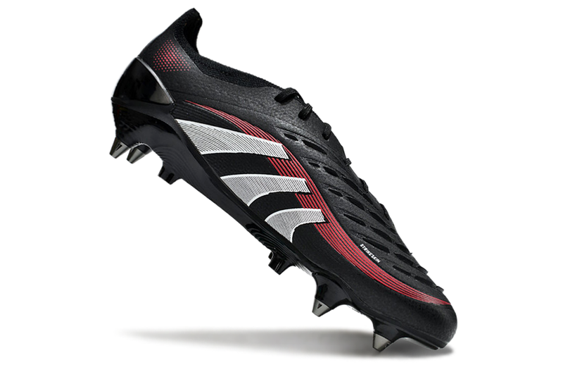 Chuteira Campo Adidas Predator Elite Ponta de Aluminio Preta e Vermelha "Stealth Victory"