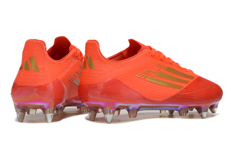 Chuteira Campo Adidas F50 Ponta de Aluminio Vermelho e Dourado