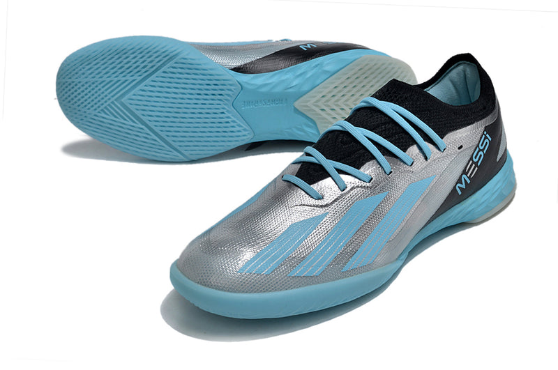 Adidas X CrazyFast Messi.1 IC Silver and Blue "Infinity" Futsal Boot