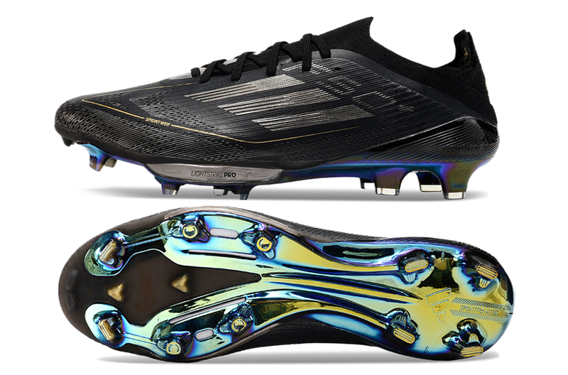 Botes de futbol Adidas F50+ FG negre i daurat "Dark Spark Pack" 