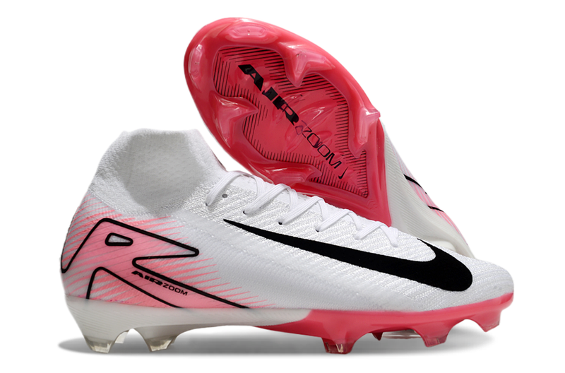 Chuteira Campo Nike Air Zoom Mercurial Superfly 10 Elite FG Branca e Rosa