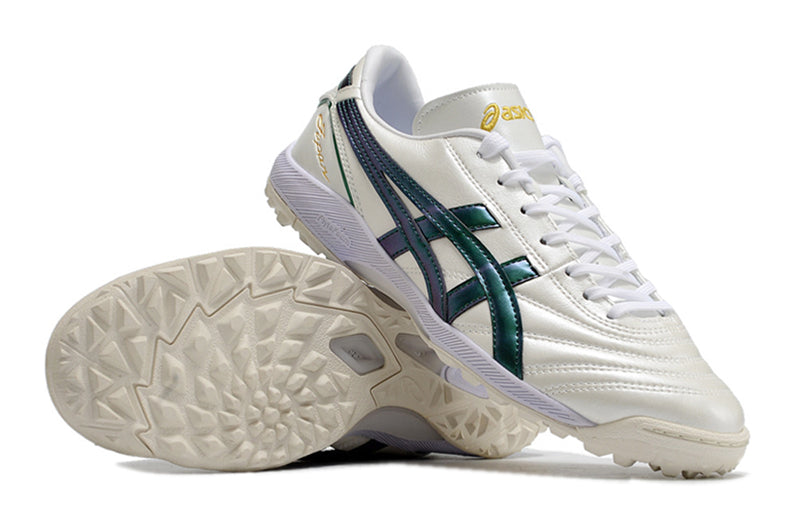 Chuteira Society Asics Japan TF Branca e Verde