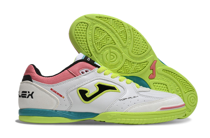 Joma Top Flex Rebound IC Futsal Boot White, Green, Pink and Blue 