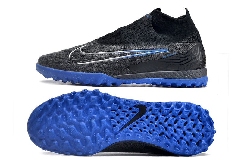 Bota de futbol Nike Phantom GX DF Elite TF negre i blau "Shadow Pack".