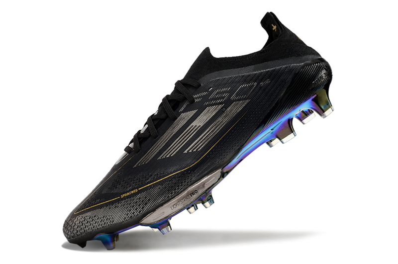 Botes de futbol Adidas F50+ FG negre i daurat "Dark Spark Pack" 