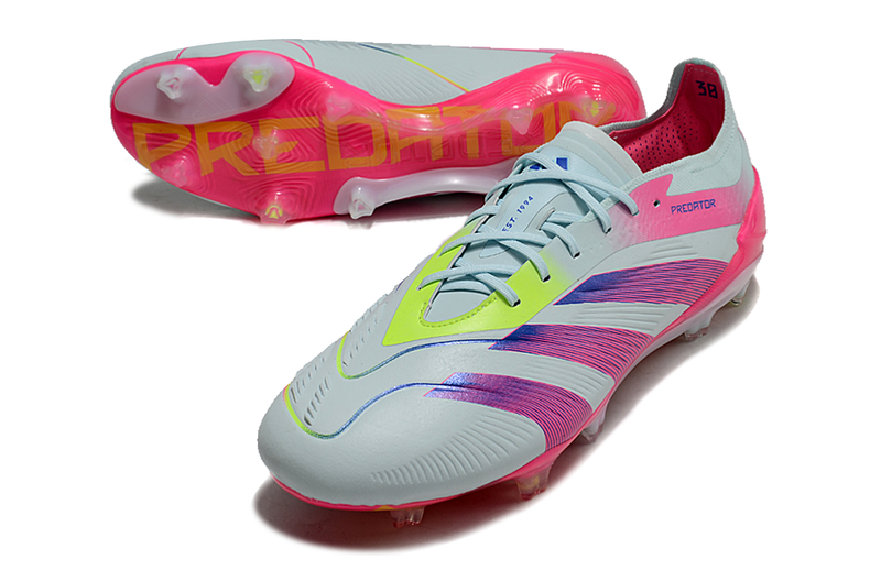 Chuteira Campo Adidas Predator Elite FG Branca e Rosa "Stellar Icon Pack"