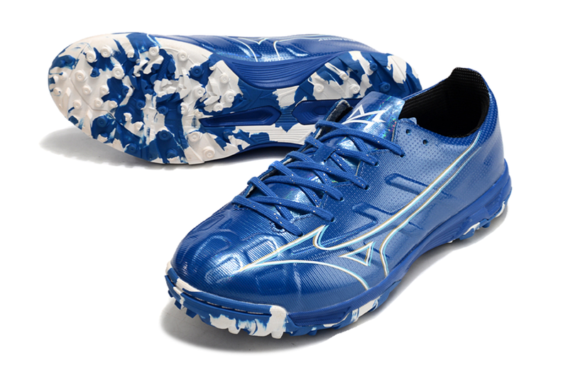 Botes de futbol Mizuno Alpha TF Society blau i blanc "Mugen Pack" 