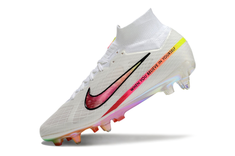 Nike Air Zoom Mercurial Superfly 9 Elite Aluminum Spike White and Pink "Rashford" Field Cleats