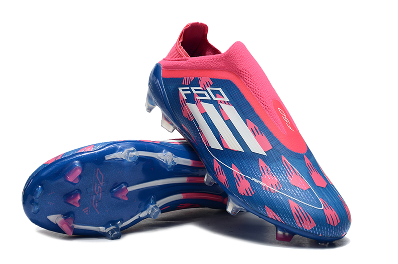 Botes de futbol Adidas F50+ LL FG rosa, blau i blanc "Reemergence Pack" 