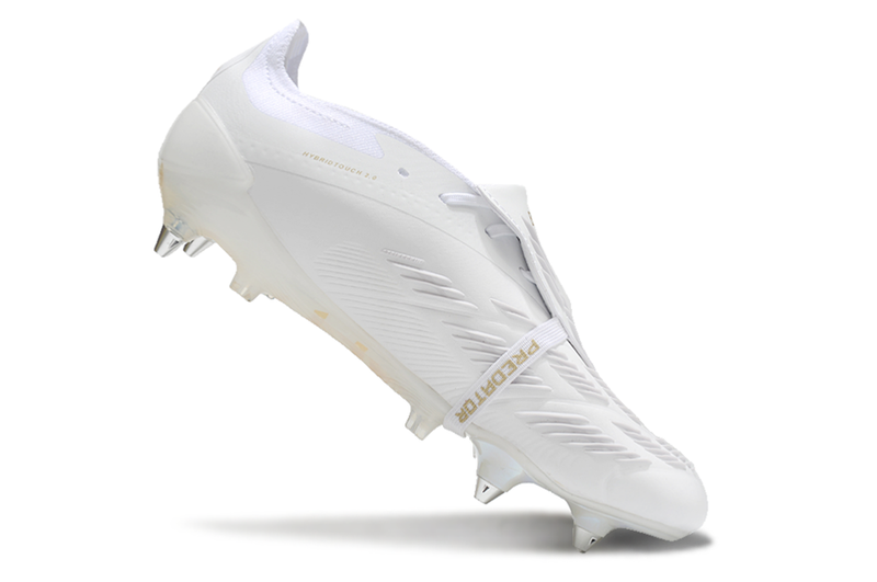 Chuteira Campo Adidas Predator Elite FT 30 Ponta de Aluminio Branca e Dourada "Day Spark Pack"