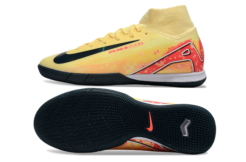 Chuteira Futsal Nike Air Zoom Mercurial Superfly 10 Elite IC Amarela e Laranja "Mbappe`s"