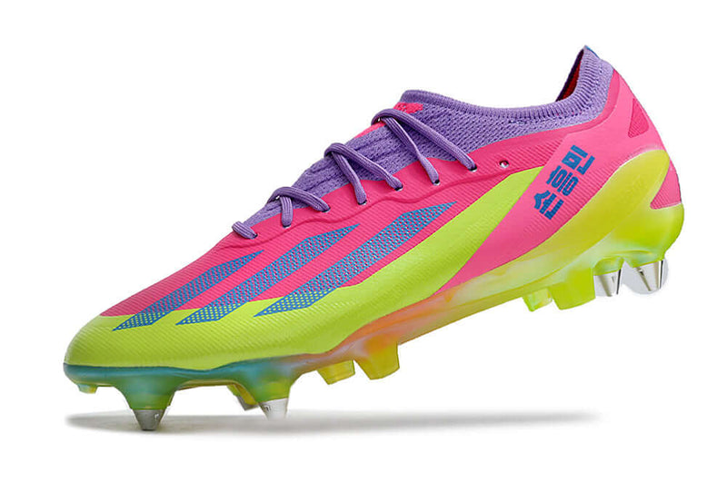 Adidas X CrazyFast.1 Pink and Green Aluminum Spike "Son" Field Cleats