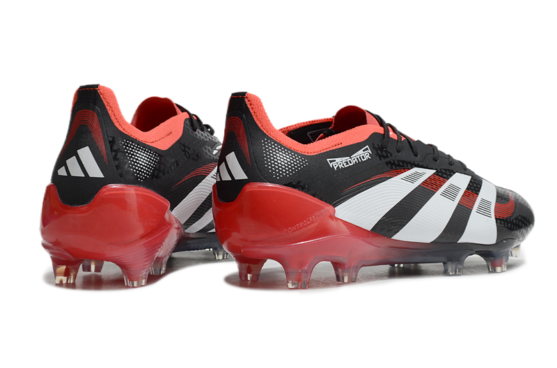 Chuteira Campo Adidas Predator Elite FG Preta e Vermelha "Stealth Victory"