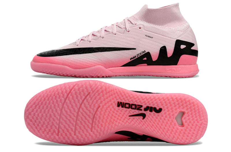 Chuteira Futsal Nike Air Zoom Mercurial Superfly 9 Elite IC Rosa e Preto "Mad Brilliance Pack"