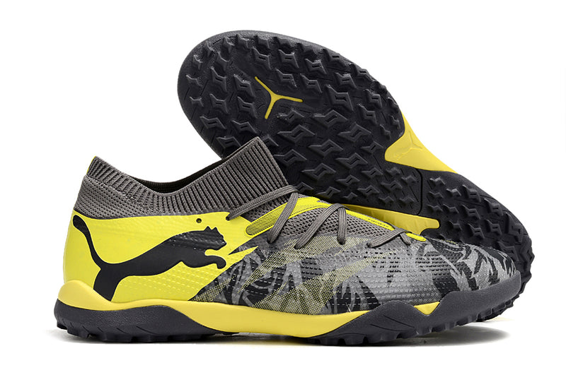 Chuteira Society Puma Future 7 TF Preta e Verde "Rush Pack"