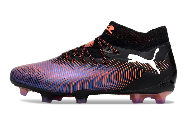 Chuteira Campo Puma Future 8 FG Preta, Vermelho e Roxo "UNLIMITED Pack"