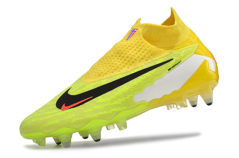 Bota de futbol Nike Phantom GX DF Elite groc i verd amb punta d'alumini "Haaland"