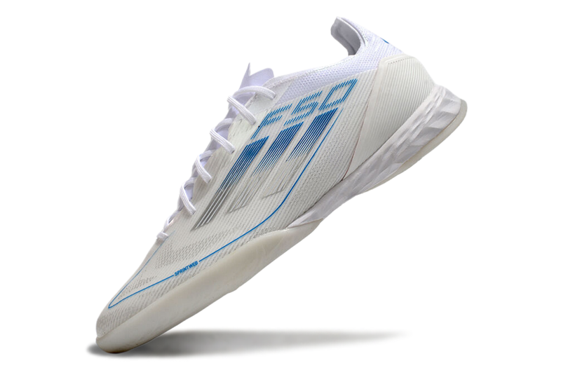 Chuteira Futsal Adidas F50 IC Branca e Azul "Polar Victory"