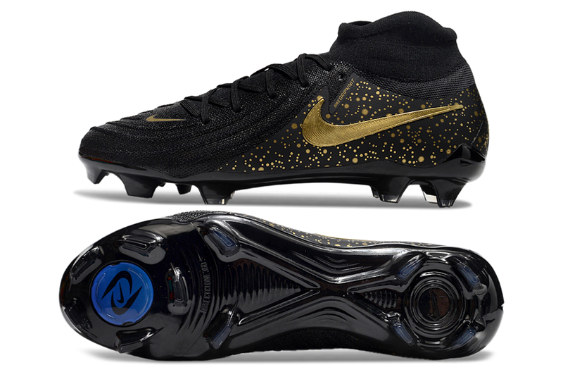 Chuteira Campo Nike Phantom Luna 2 Elite FG Preta e Dourado