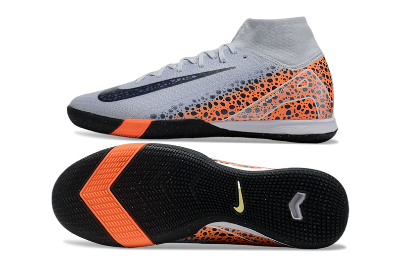 Chuteira Futsal Nike Air Zoom Mercurial Superfly 10 Elite IC Branca, Laranja e Preto