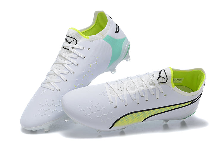 Bota de futbol Puma King Ultimate FG blanca i verda "Pursuit Pack"