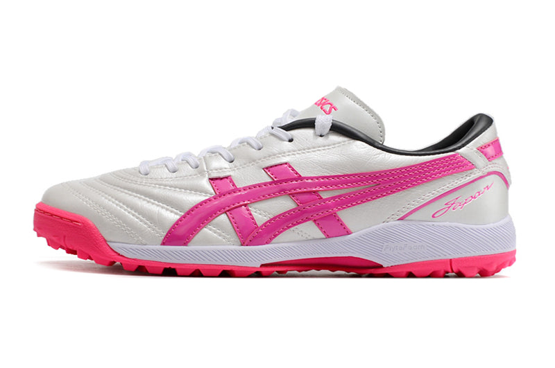 Chuteira Society Asics Japan TF Branca e Rosa