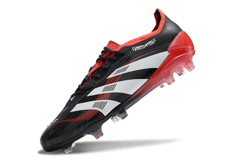 Chuteira Campo Adidas Predator Elite FG Preta e Vermelha "Stealth Victory"